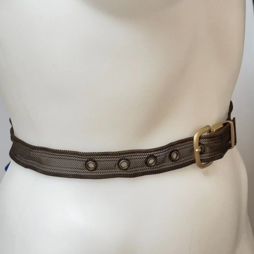 LIMITED Vintage Brown Brushed Metal Mesh Adjustable Belt Women's Size Large - Picture 2 of 7